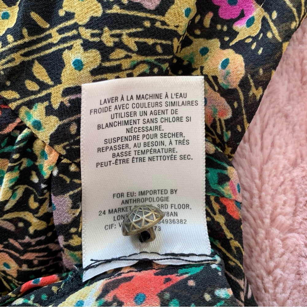Anthropologie Valencia Akemi + Kin Women's Black Floral Button Front Midi Dress - Picture 8 of 10